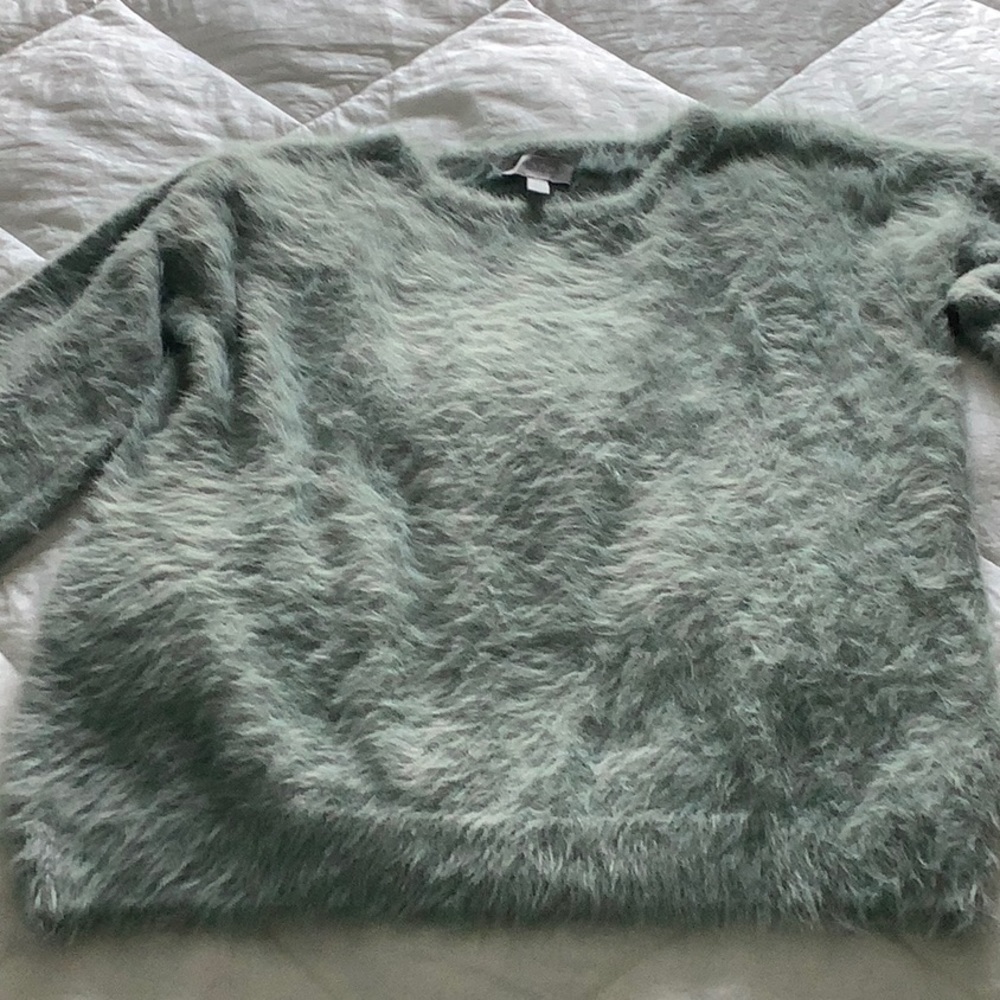 Ellen Tracy fuzzy sweater. Sage green color. Sz L